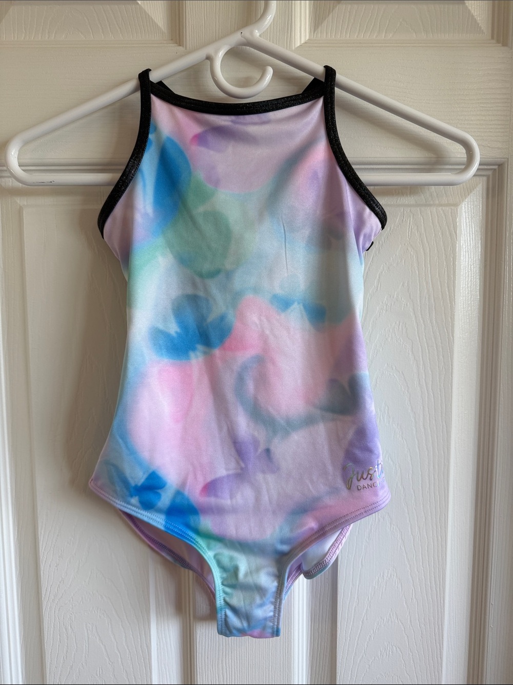 Justice Pastel Tie-Dye One-Piece Bodysuit with Black Trim